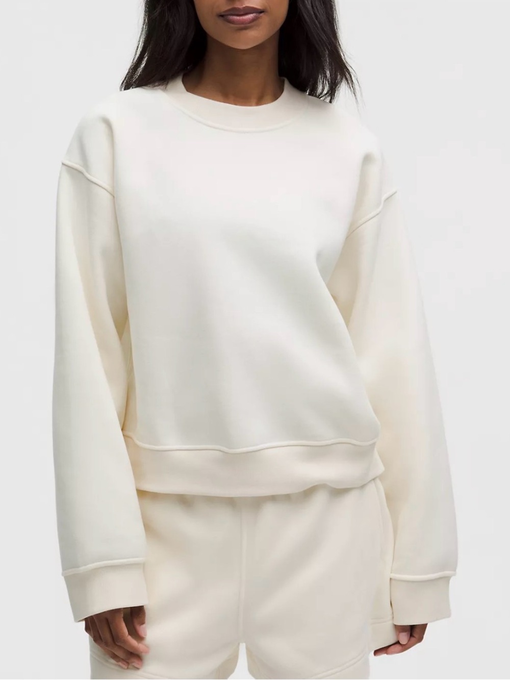 lululemon athletica Women's Steady State SuperLoft Crewneck — Coconut Ivory